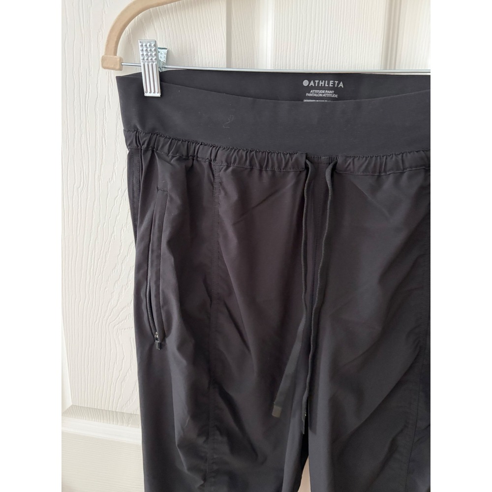 Athleta Attitude Pant Womens 12 Tall Black Ruched Jogger Hiking Travel Tapered - Picture 2 of 4